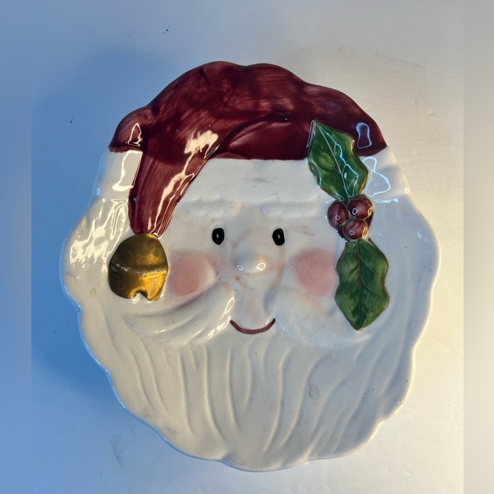 SANTA FACE Ceramic Nut Candy Jewelry Dish Wall Hanging